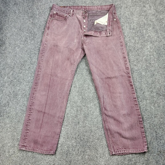Levis 501 Jeans Mens 36x30 (40x32 Tag) Straight Leg Button Fly Purple - Picture 1 of 16